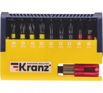 Набор бит с магнитным держателем, 9 шт. KRANZ