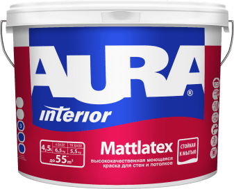 Краска ВД для стен и потолков моющаяся MATTLATEX AURA 4.5л
