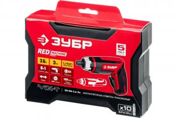 Отвертка аккумуляторная Зубр ViX-Т 3.6В, 10 бит, кейс