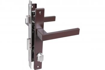 Замок врезной с ручкой 8520.02.8017 СТАНДАРТ ключ-вертушка коричневый