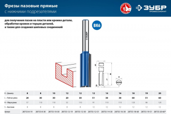 Фреза пазовая 20/60/12 мм Зубр